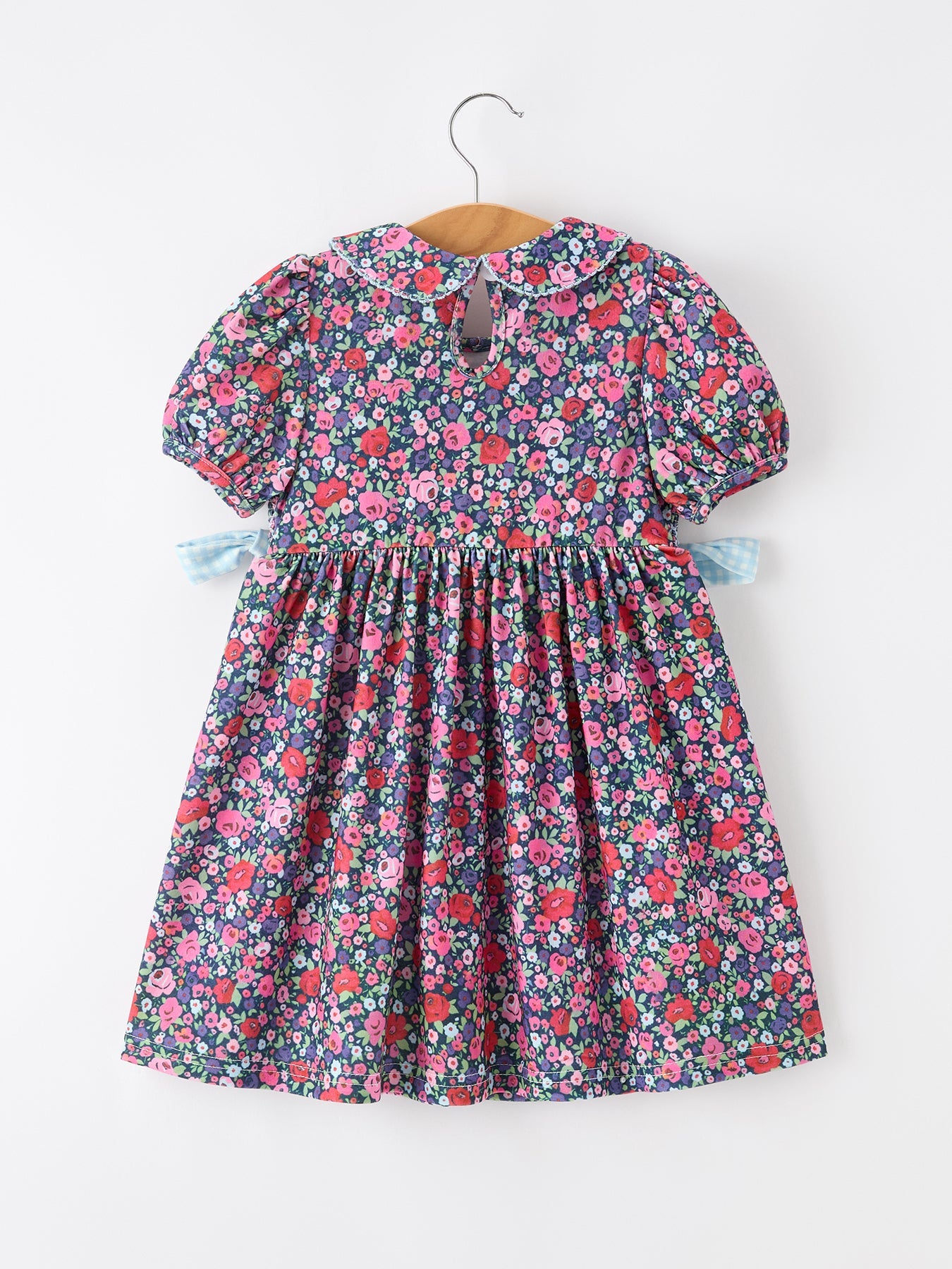 💙 Blue Bow Smocked Floral Girl Dress | Boutique Baby Girl Spring & Summer Dress