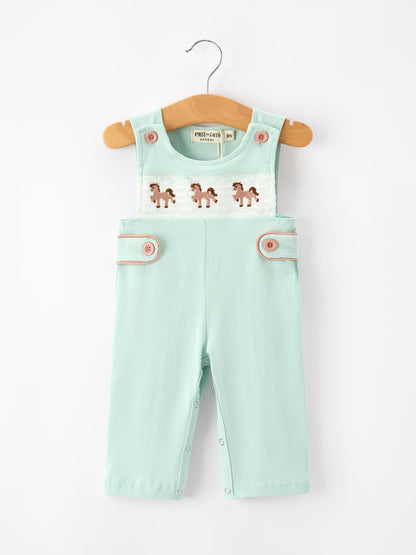 Western Horse Embroidery Boys JonJon Sleeveless Romper | Cowboy Baby Boy Outfit | Boutique Ranch Style Clothing