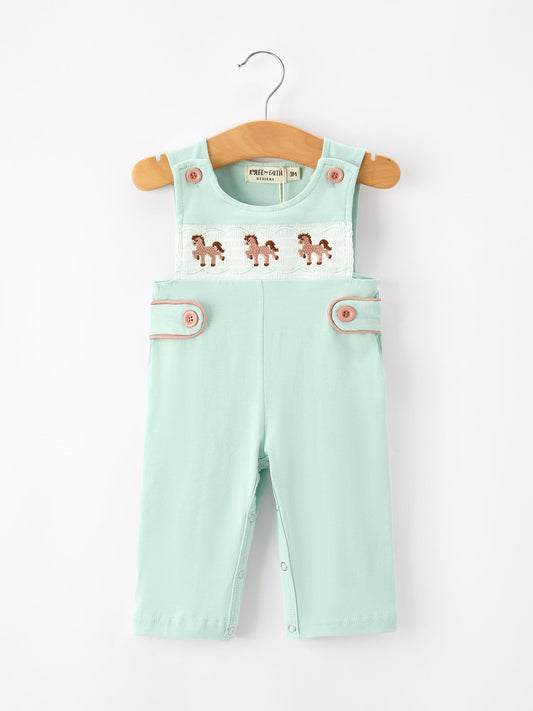 Western Horse Embroidery Boys JonJon Sleeveless Romper | Cowboy Baby Boy Outfit | Boutique Ranch Style Clothing