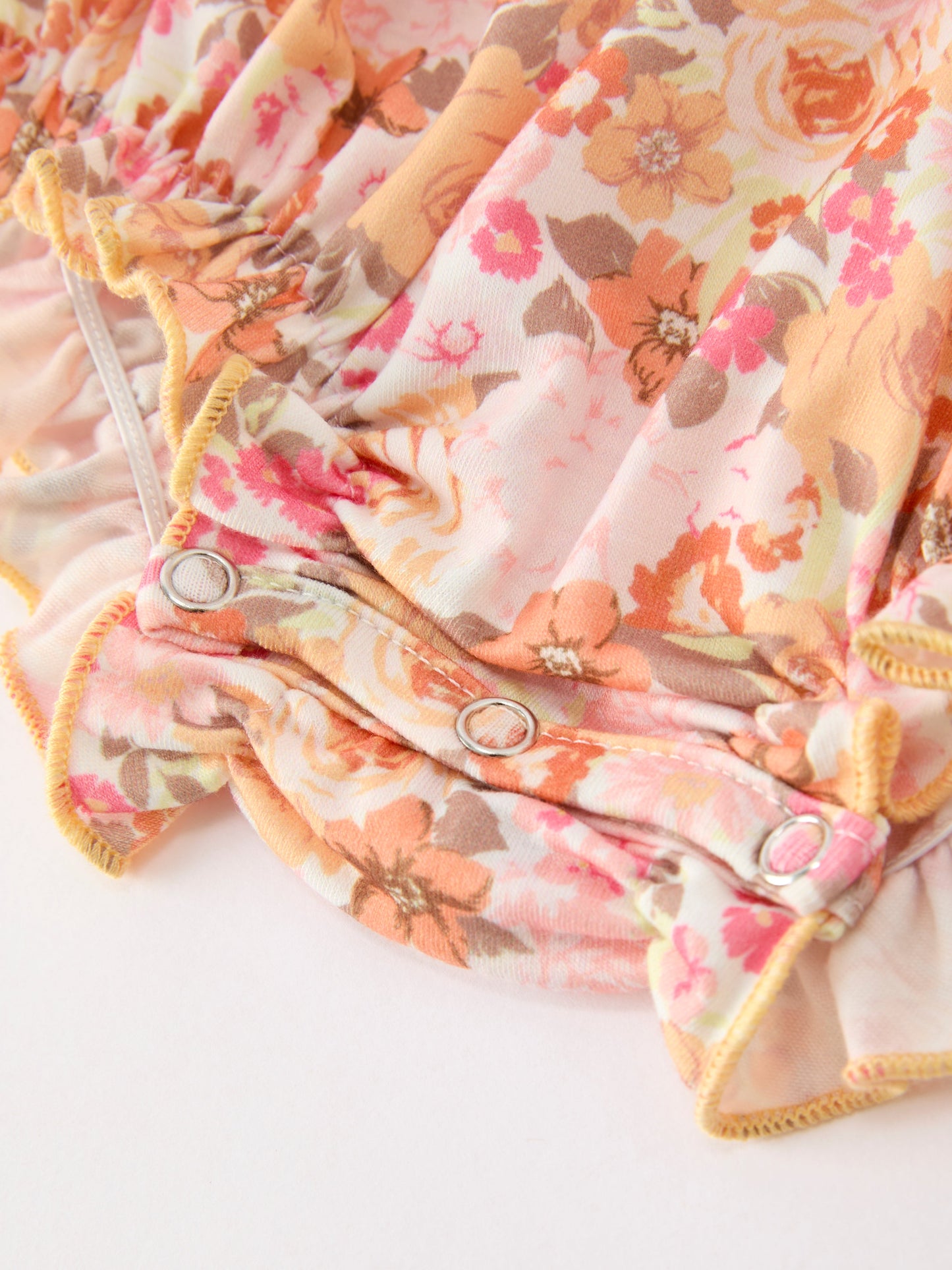 🍑 Peach Bow Smocked Floral Baby Bubble | Boutique Baby Girl Spring & Summer Outfit