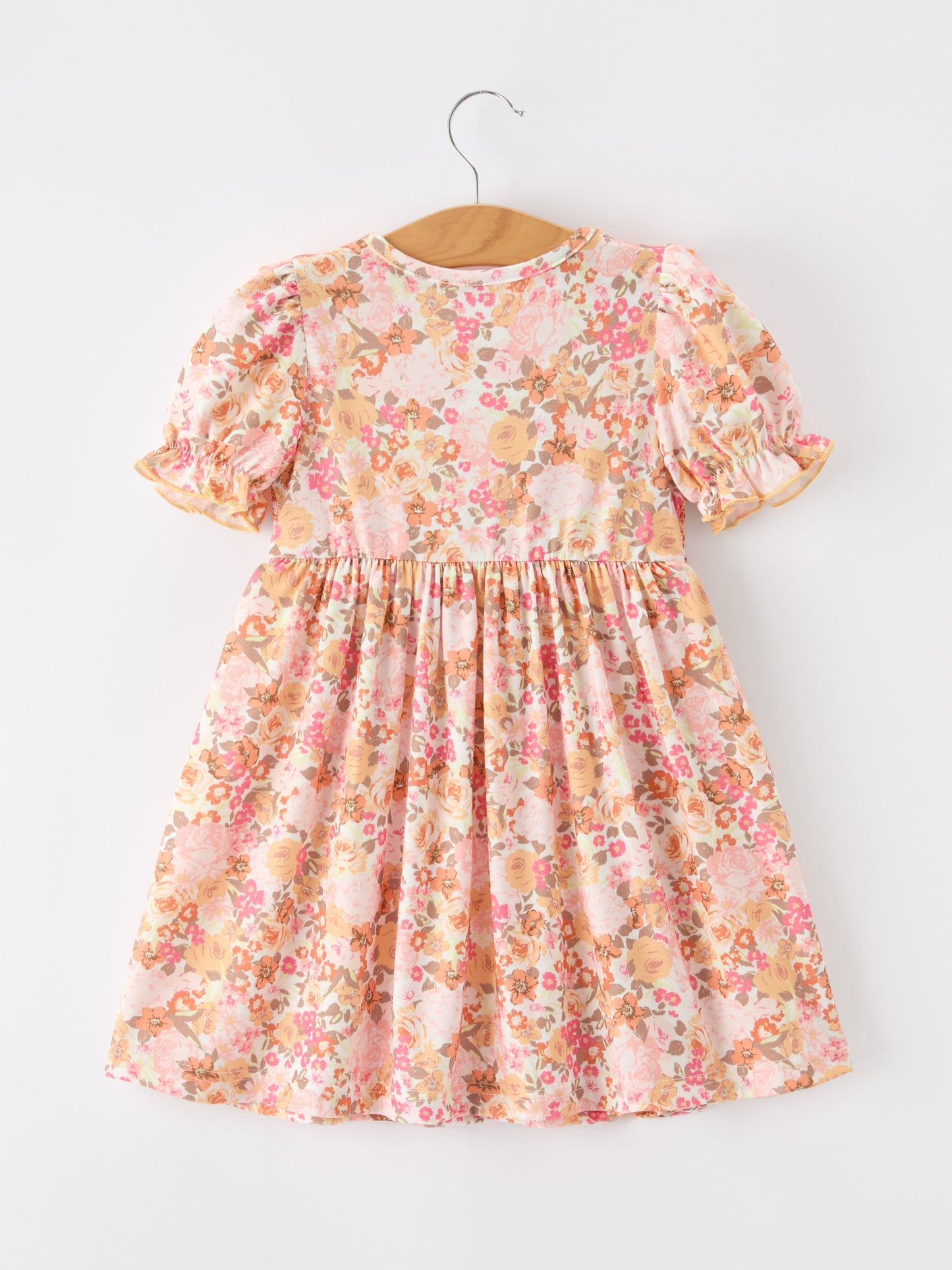 🍑 Peach Bow Smocked Floral Girl Dress | Boutique Baby Girl Spring & Summer Dress