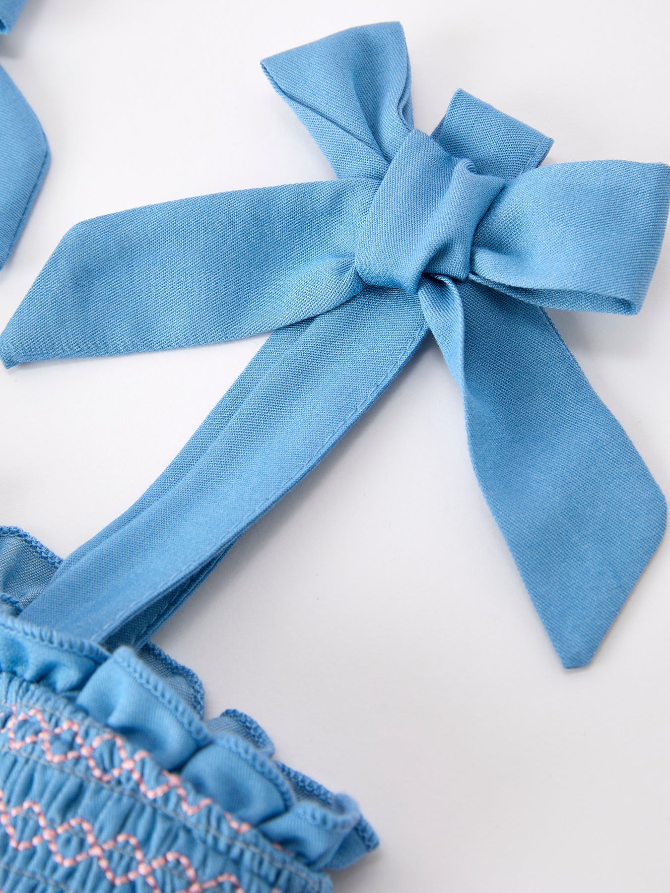 Summer Bow Girls Smocked Strap Dress | Boutique Baby Girl Dress | Bow Applique Toddler Outfit