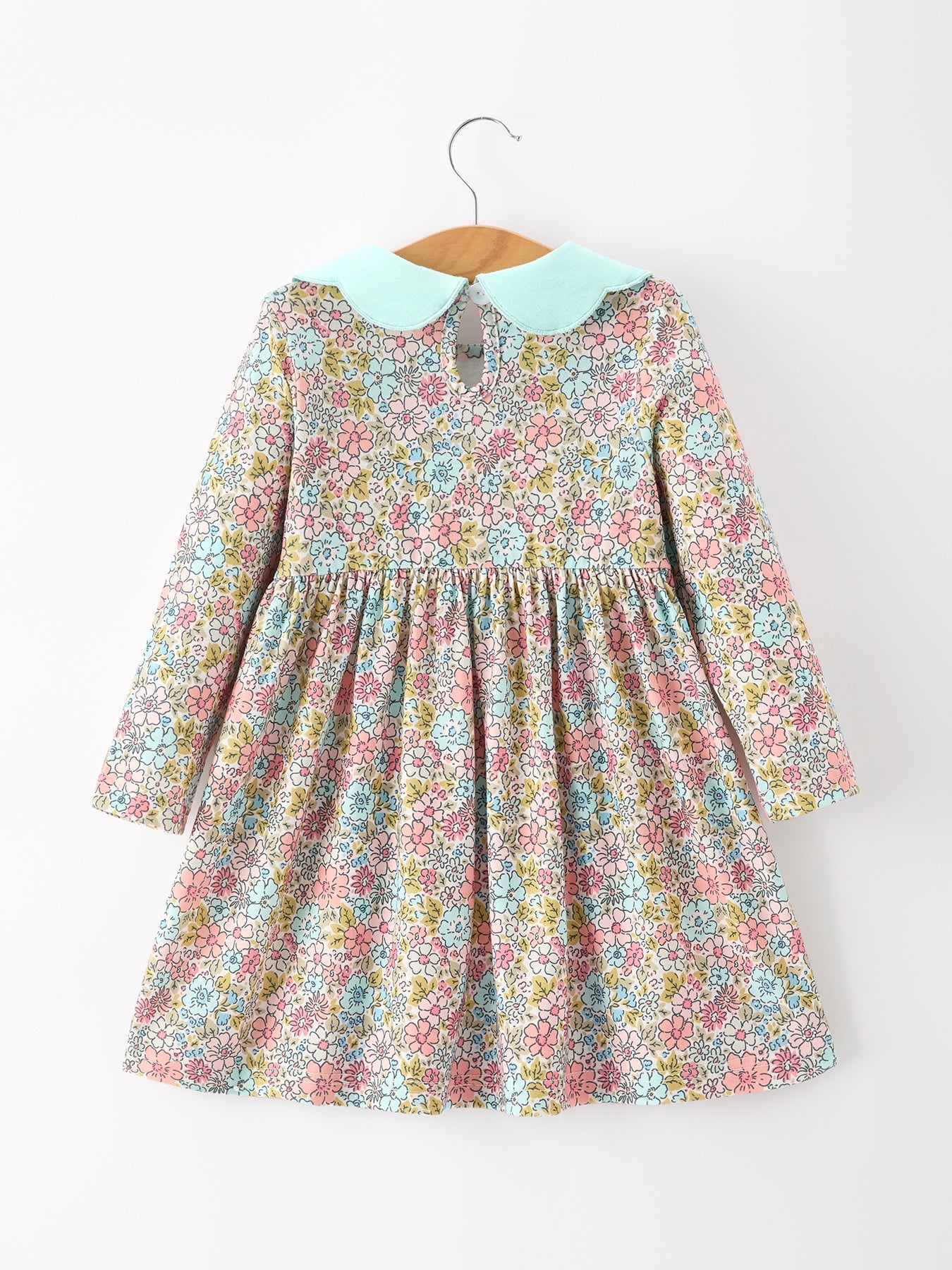 Mint Floral Petals Collar Girl Dress | Boutique Baby Girl Spring & Summer Dress