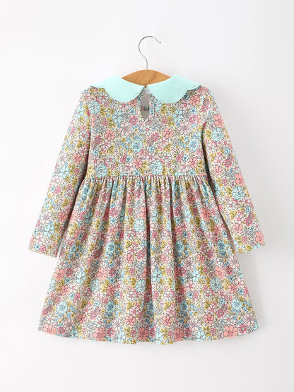 Mint Floral Petals Collar Girl Dress | Boutique Baby Girl Spring & Summer Dress