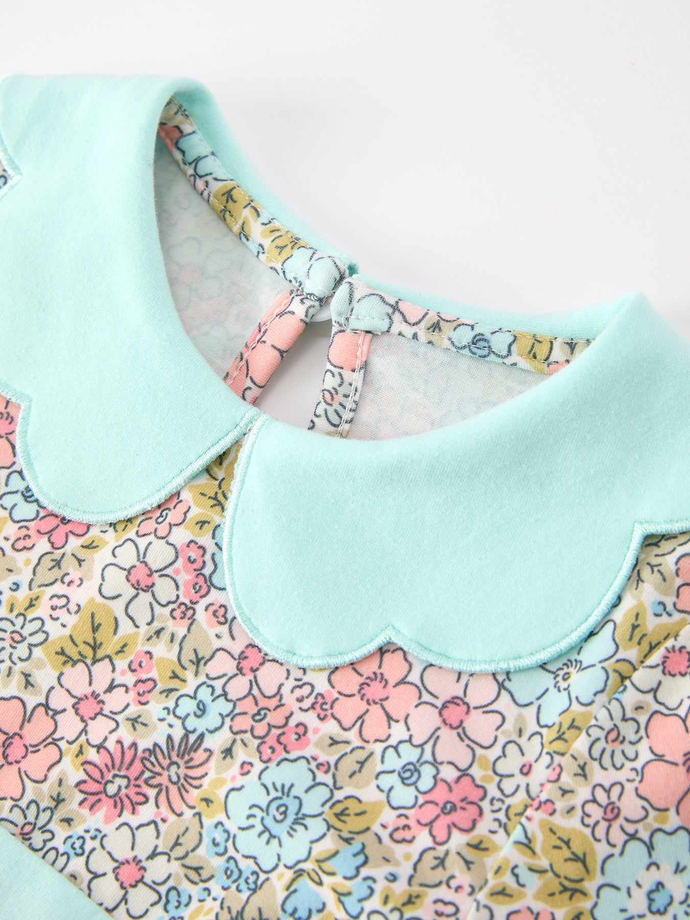Mint Floral Petals Collar Girl Dress | Boutique Baby Girl Spring & Summer Dress