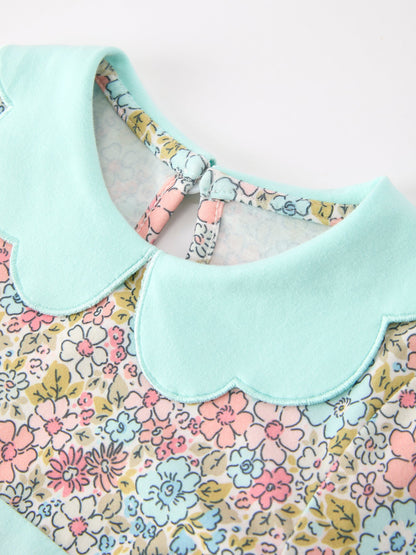 Mint Floral Petals Collar Girl Dress | Boutique Baby Girl Spring & Summer Dress