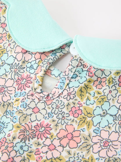 Mint Floral Petals Collar Girl Dress | Boutique Baby Girl Spring & Summer Dress