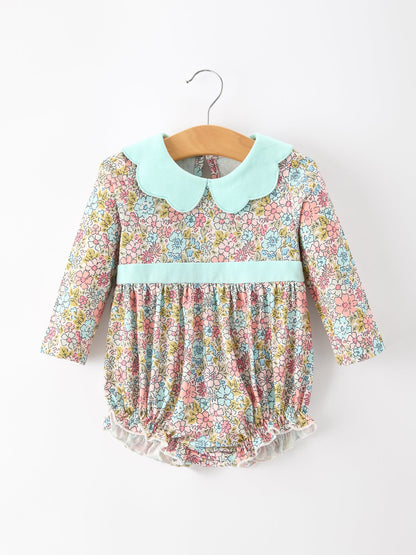 Mint Floral Baby Bubble Petals Collar | Boutique Baby Girl Spring & Summer Outfit