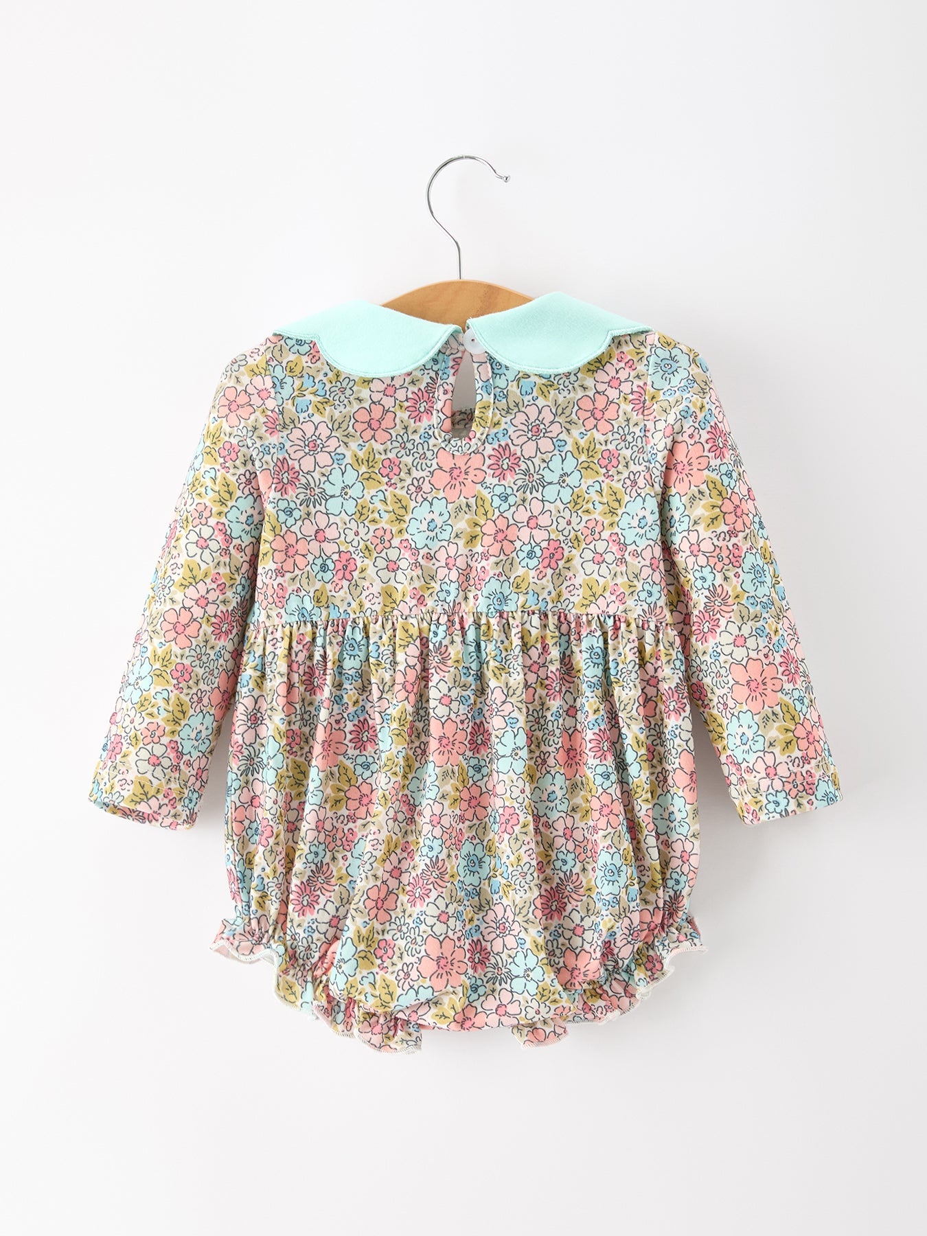 Mint Floral Baby Bubble Petals Collar | Boutique Baby Girl Spring & Summer Outfit