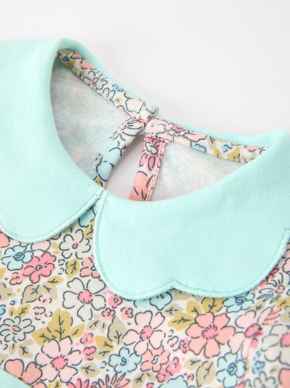 Mint Floral Baby Bubble Petals Collar | Boutique Baby Girl Spring & Summer Outfit