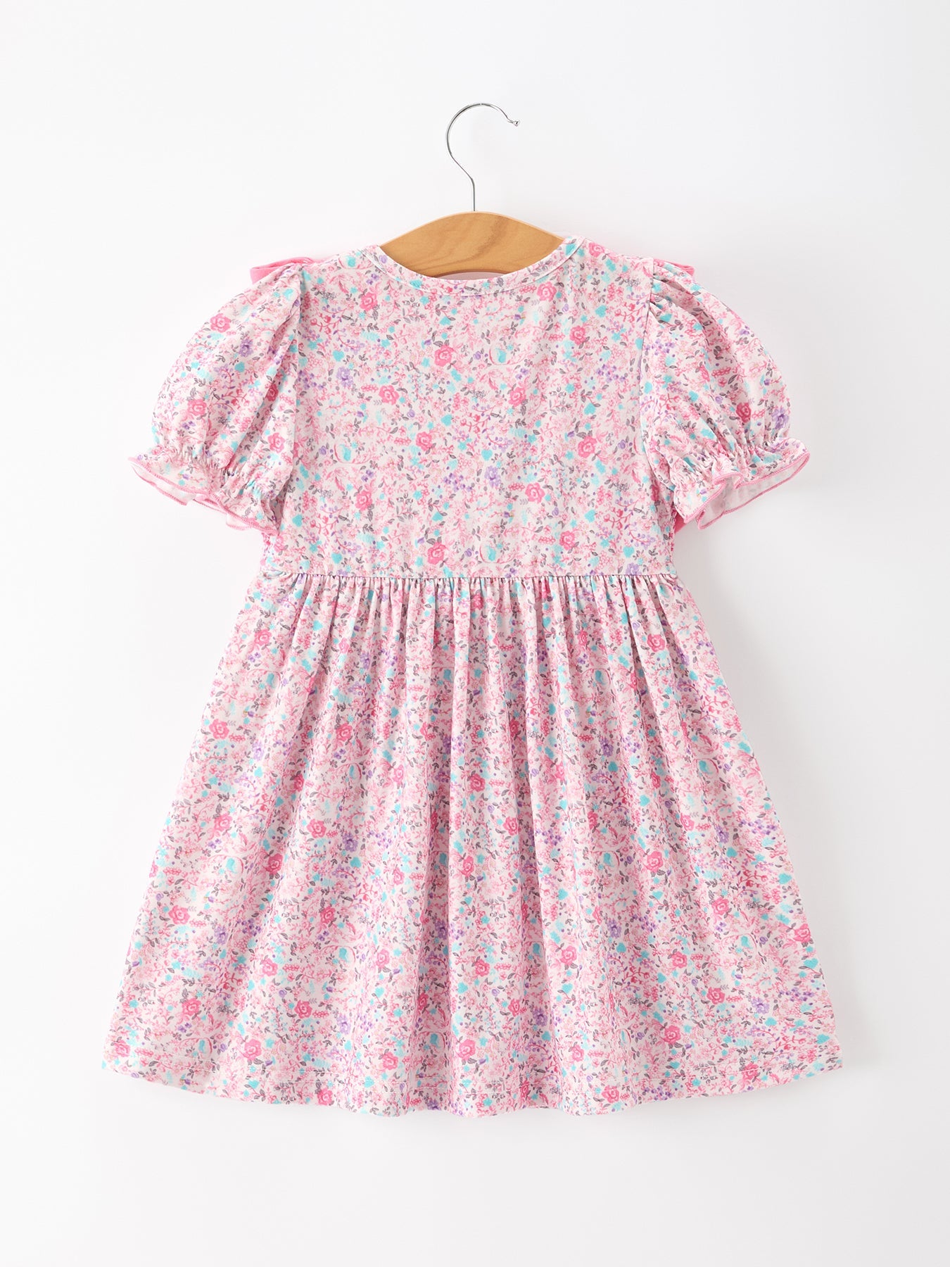🎀 Pink Bow Smocked Floral Girl Dress | Boutique Baby Girl Spring & Summer Dress