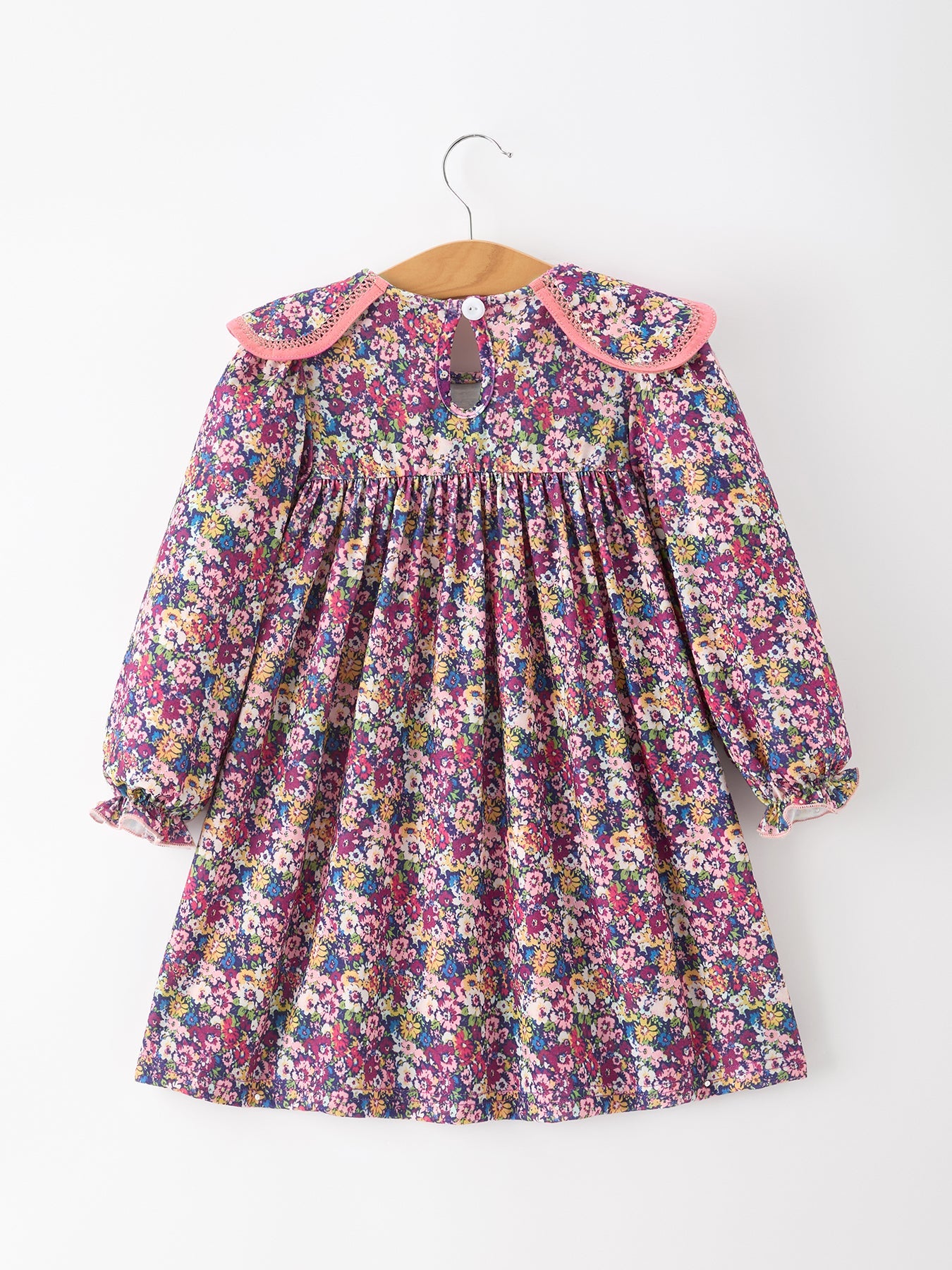🌸 Pink Floral Petals Collar Girl Dress | Boutique Baby Girl Spring & Summer Dress