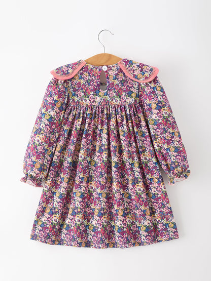 🌸 Pink Floral Petals Collar Girl Dress | Boutique Baby Girl Spring & Summer Dress