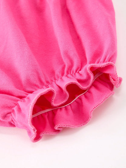💗 Hot Pink Floral Petals Collar Girl Bloomer Set | Boutique Baby Girl Spring & Summer Outfit