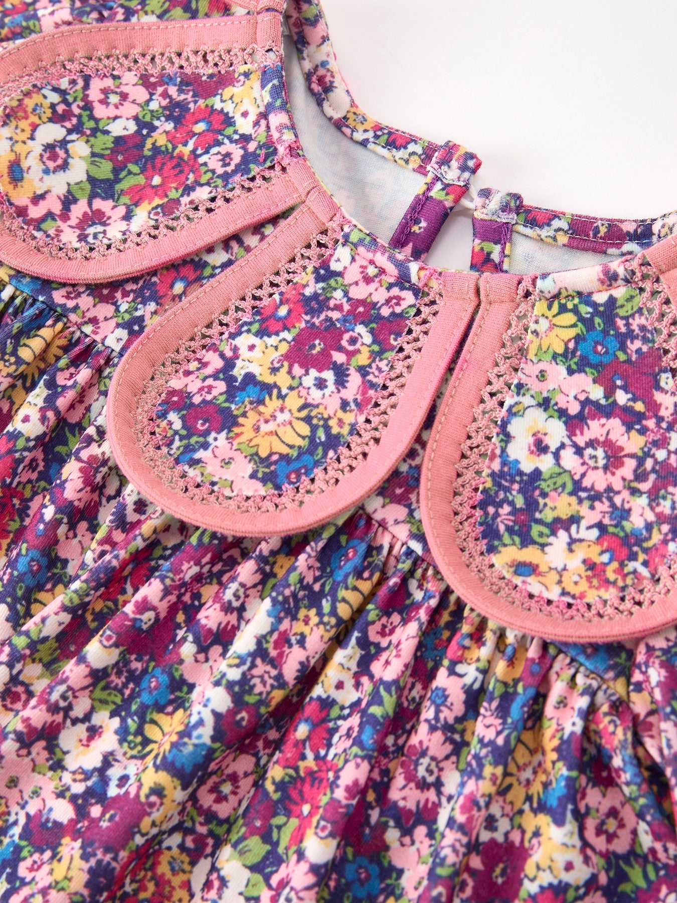 🌸 Pink Floral Petals Collar Girl Bloomer Set | Boutique Baby Girl Spring & Summer Outfit