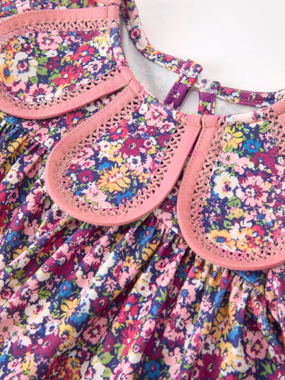🌸 Pink Floral Petals Collar Girl Bloomer Set | Boutique Baby Girl Spring & Summer Outfit