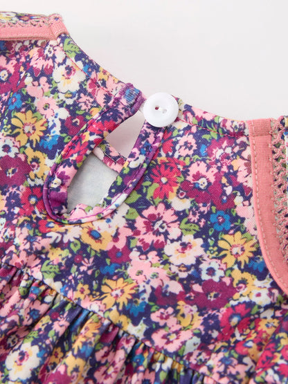 🌸 Pink Floral Petals Collar Girl Bloomer Set | Boutique Baby Girl Spring & Summer Outfit