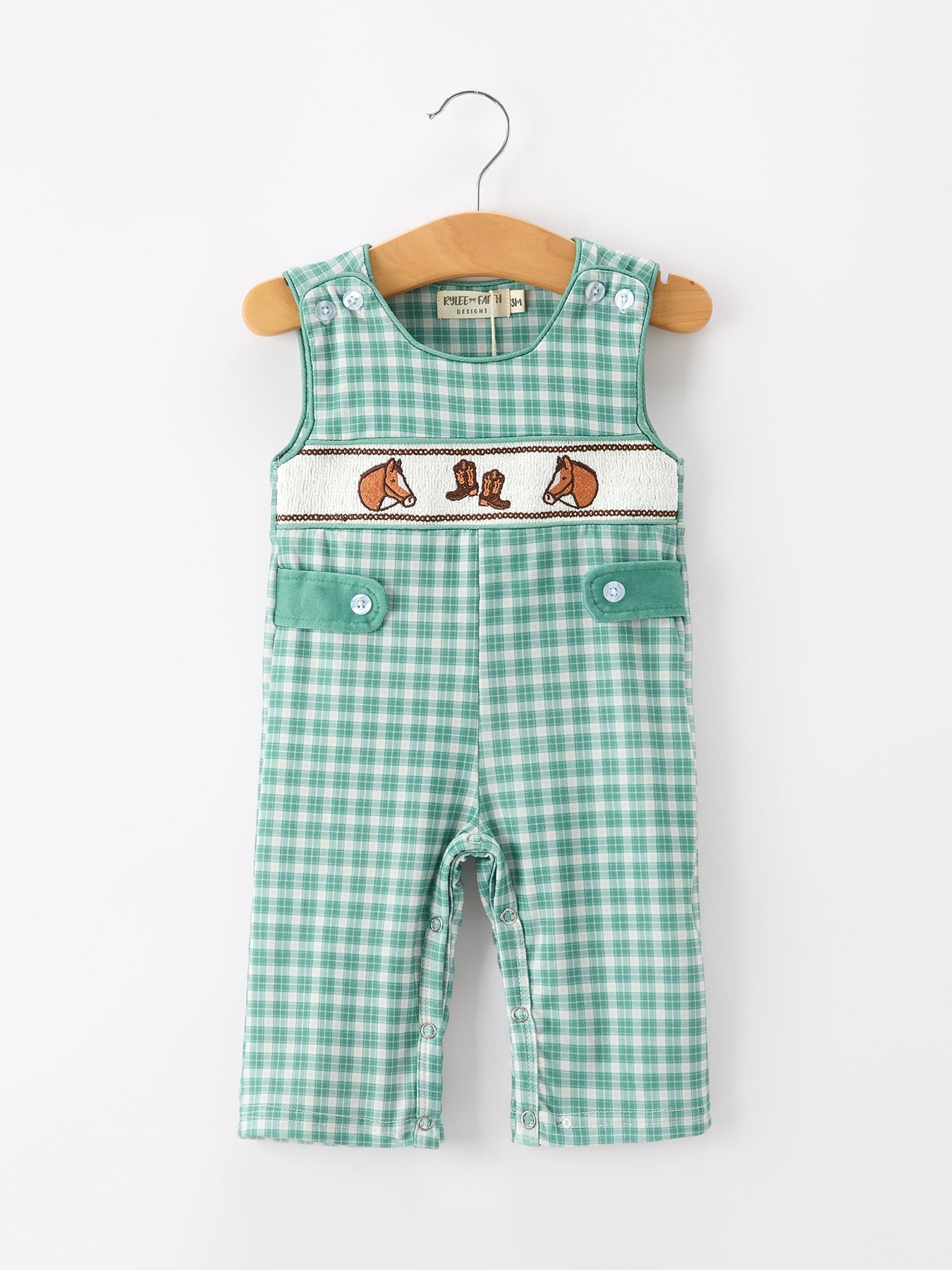 Western Plaid Horse Boy JonJon | Cowboy Outfit for Boys | Rustic Rodeo Baby Romper