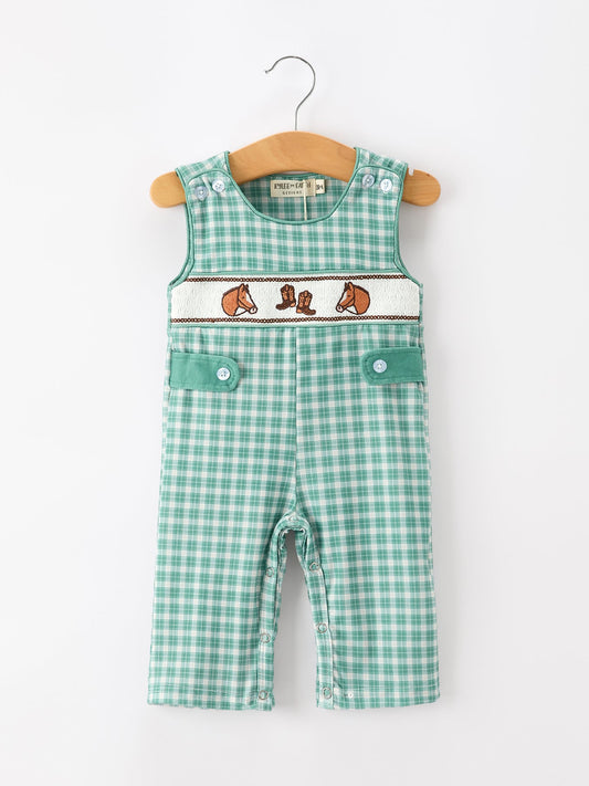 Western Plaid Horse Boy JonJon | Cowboy Outfit for Boys | Rustic Rodeo Baby Romper