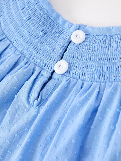 Blue Fall Thanksgiving & Halloween Pumpkin Smock Embroidered Lace Baby Girl Dress | Boutique Autumn Holiday Outfit
