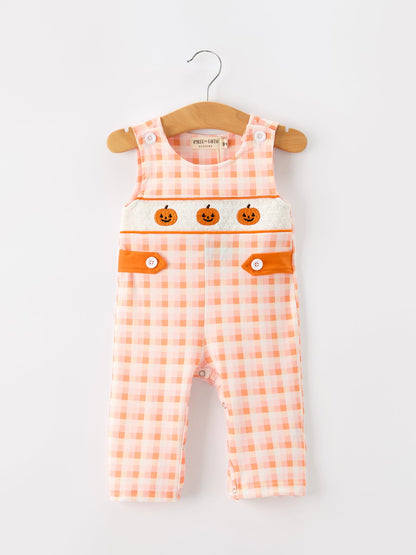 Halloween Pumpkin Plaid Boys JonJon | Pumpkin Patch Outfit | Fall Boutique Baby Boy Romper