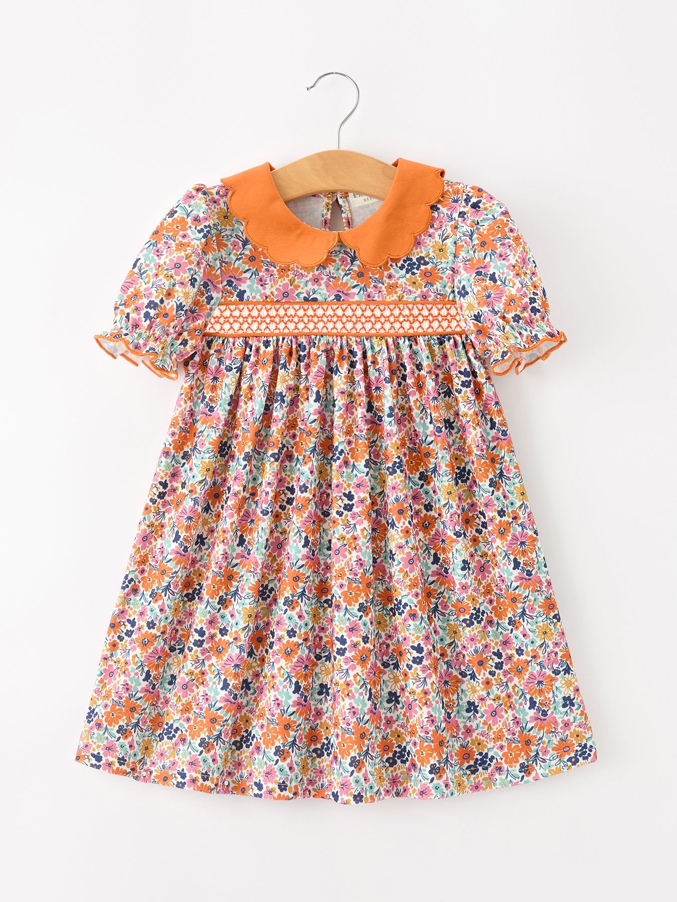 Fall Floral Smocked Petal Collar Girls Dress | Boutique Baby Girl Autumn Dress | Thanksgiving Toddler Outfit