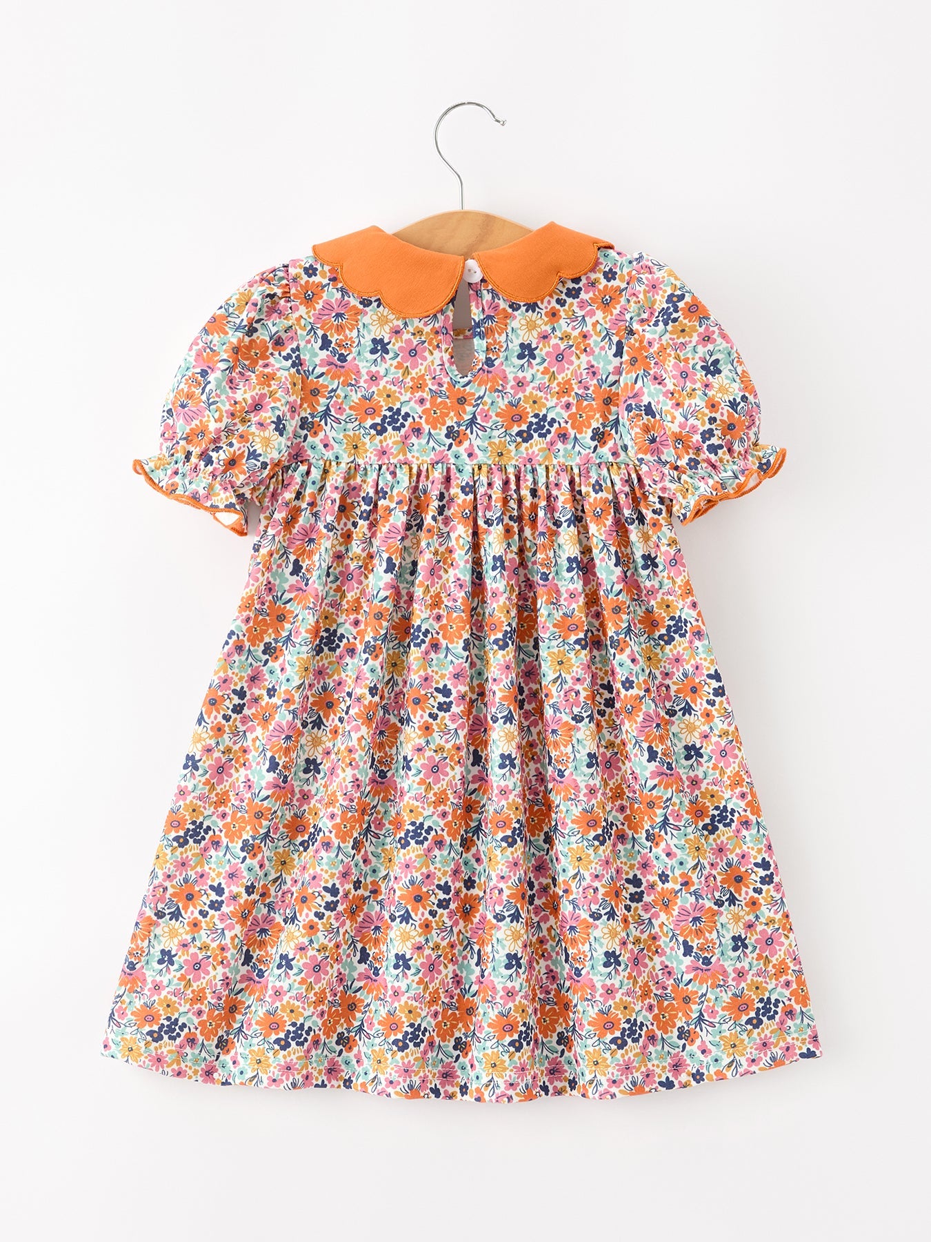 Fall Floral Smocked Petal Collar Girls Dress | Boutique Baby Girl Autumn Dress | Thanksgiving Toddler Outfit
