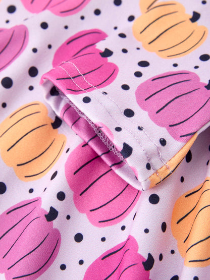 🎃 Halloween Pumpkin Print Girls Long Sleeve Twirl Dress | Cute Fall Boutique Dress for Girls