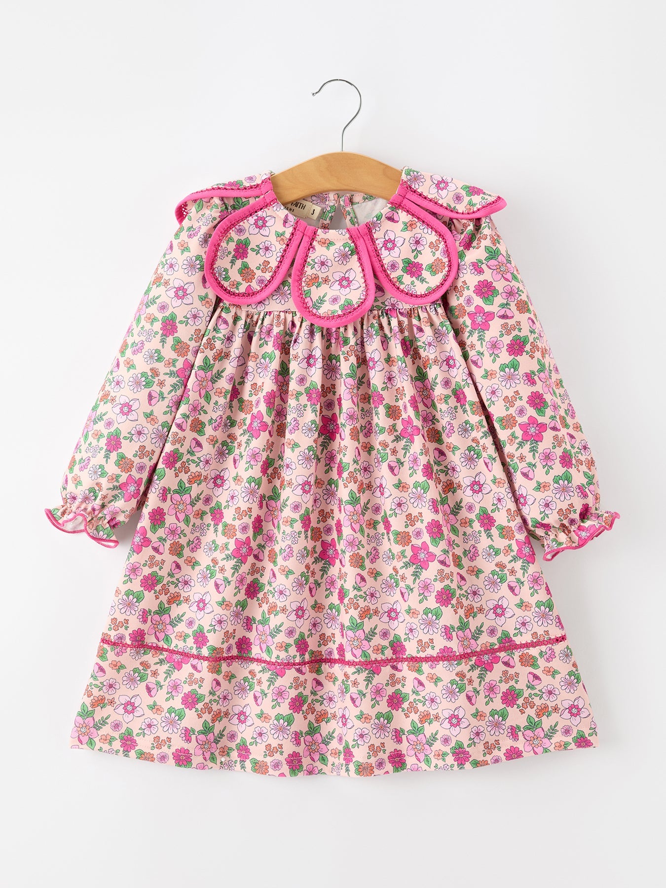 💗 Hot Pink Floral Petals Collar Girl Dress | Boutique Baby Girl Spring & Summer Dress