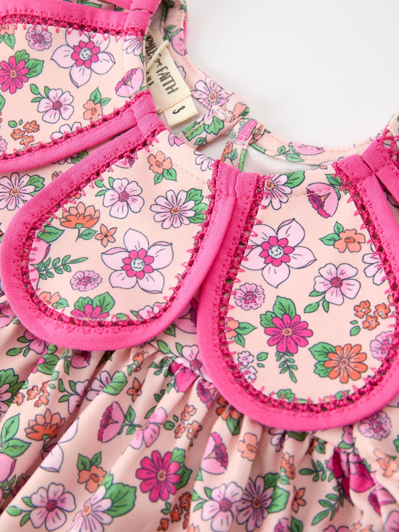 💗 Hot Pink Floral Petals Collar Girl Dress | Boutique Baby Girl Spring & Summer Dress