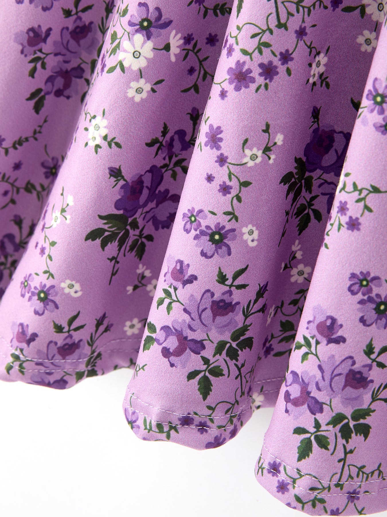 💜 Fall Lavender Floral Print Girls Long Sleeve Twirl Dress | Boutique Baby & Toddler Autumn Dress