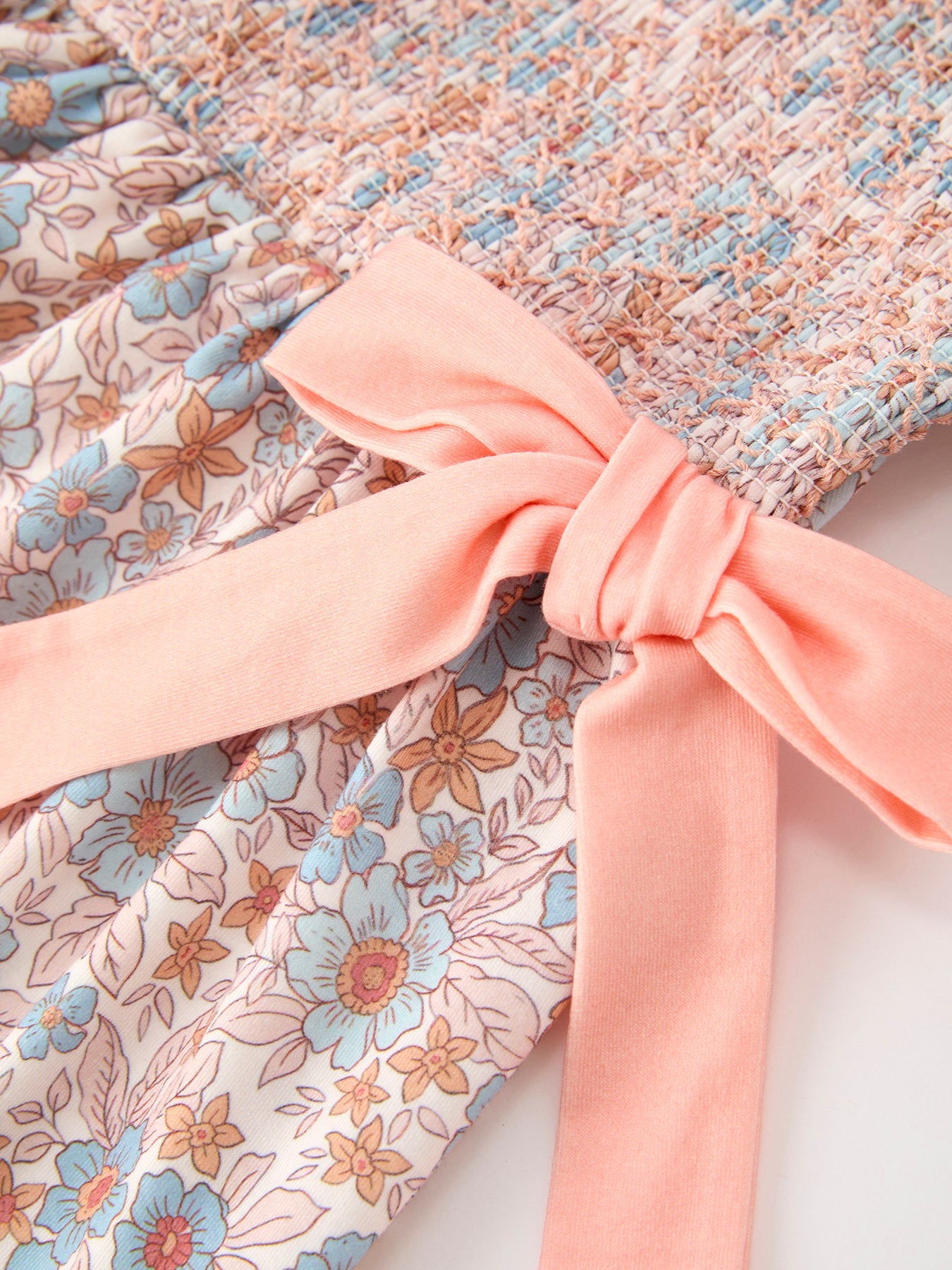 🍂 Fall Floral Girls Dress | Smocked Ruffle Neck Bow Boutique Dress