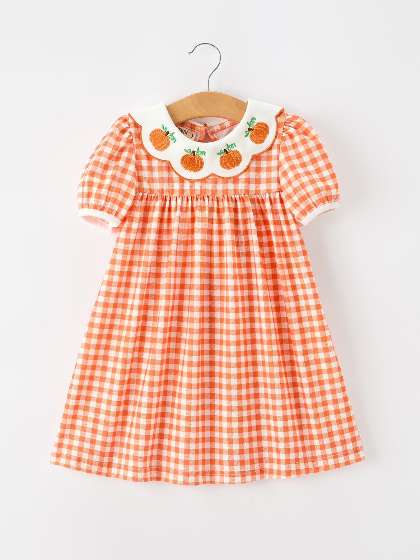 🍂 Fall Pumpkin Embroidered Puff Sleeve Girls Dress | Boutique Autumn Baby & Toddler Dress