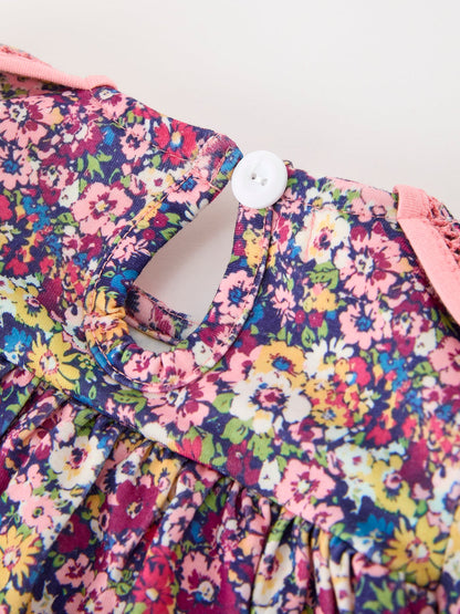 🌸 Pink Floral Petals Collar Girl Dress | Boutique Baby Girl Spring & Summer Dress
