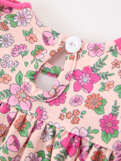 💗 Hot Pink Floral Petals Collar Girl Bloomer Set | Boutique Baby Girl Spring & Summer Outfit