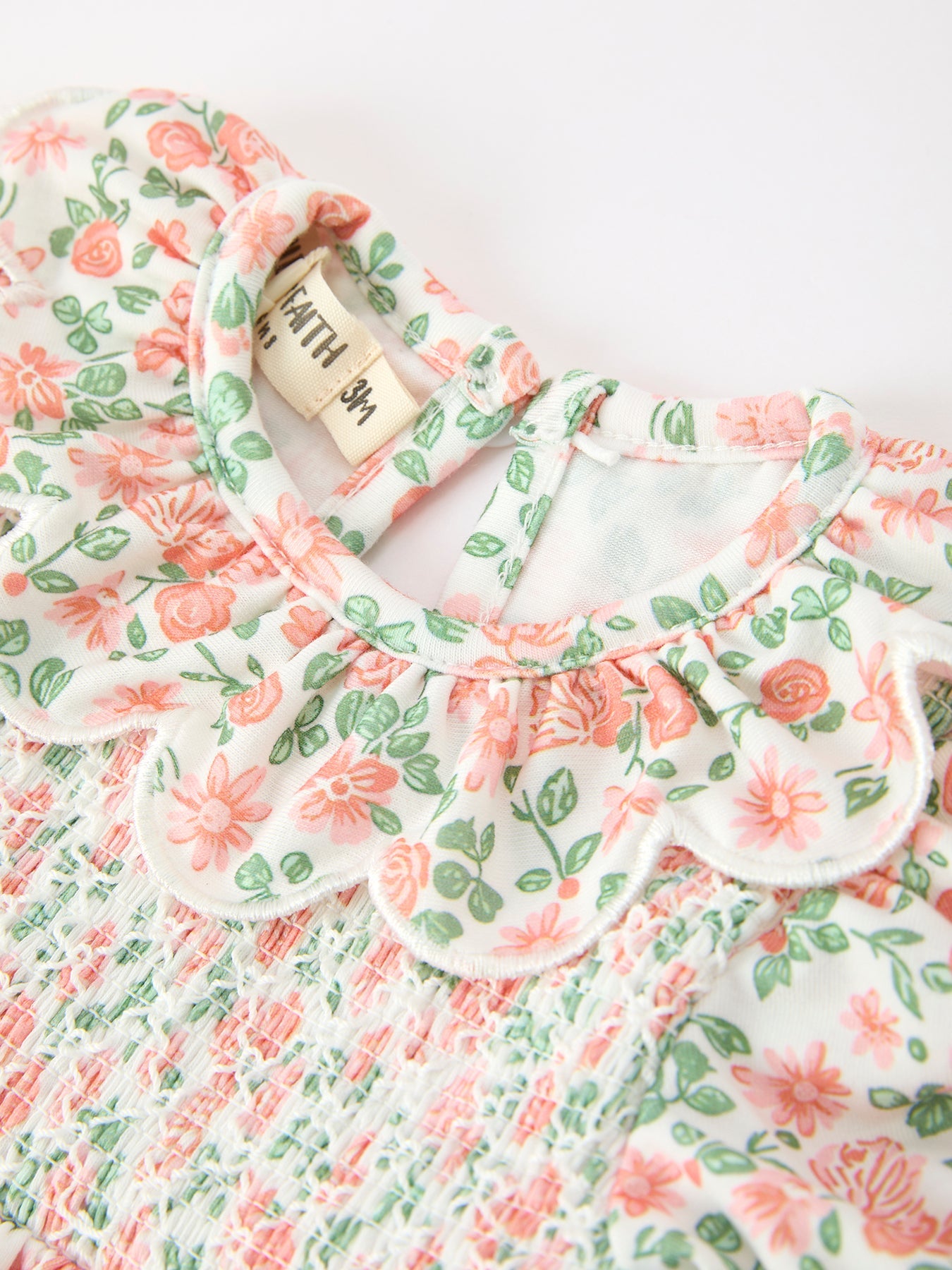 Fall Blush Floral Baby Romper | Smocked Petal Collar Girls Outfit | Autumn Baby Boutique Clothing