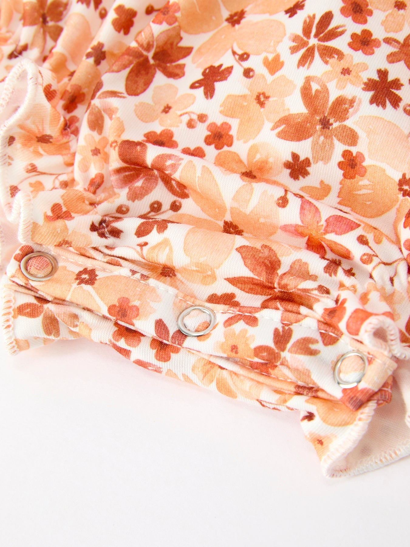 Fall Rust Floral Baby Romper | Smocked Petal Collar Boutique Baby Girl Outfit | Autumn Toddler Romper