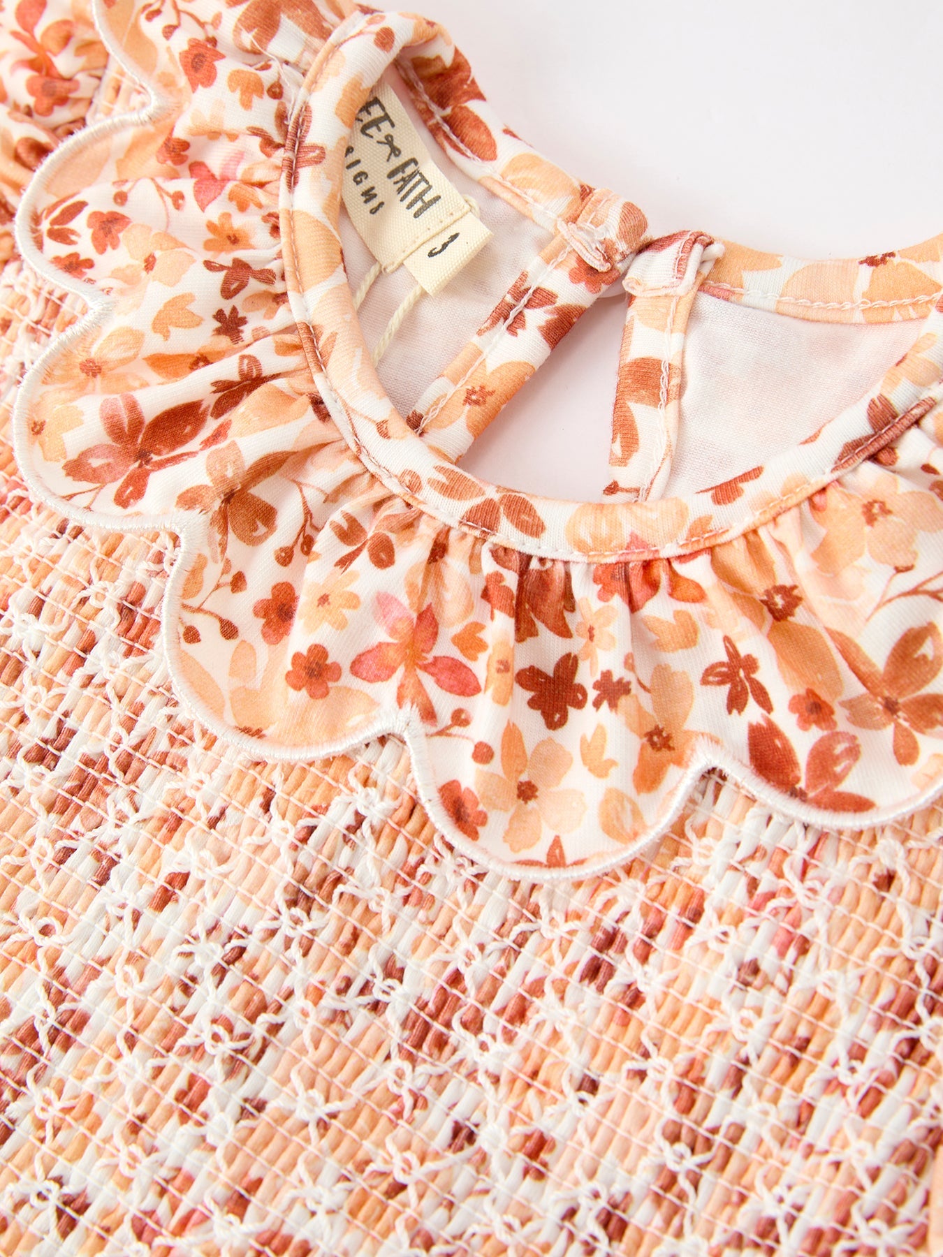 Fall Rust Floral Baby Girls Dress | Smocked Petal Collar Dress | Autumn Boutique Toddler Outfit