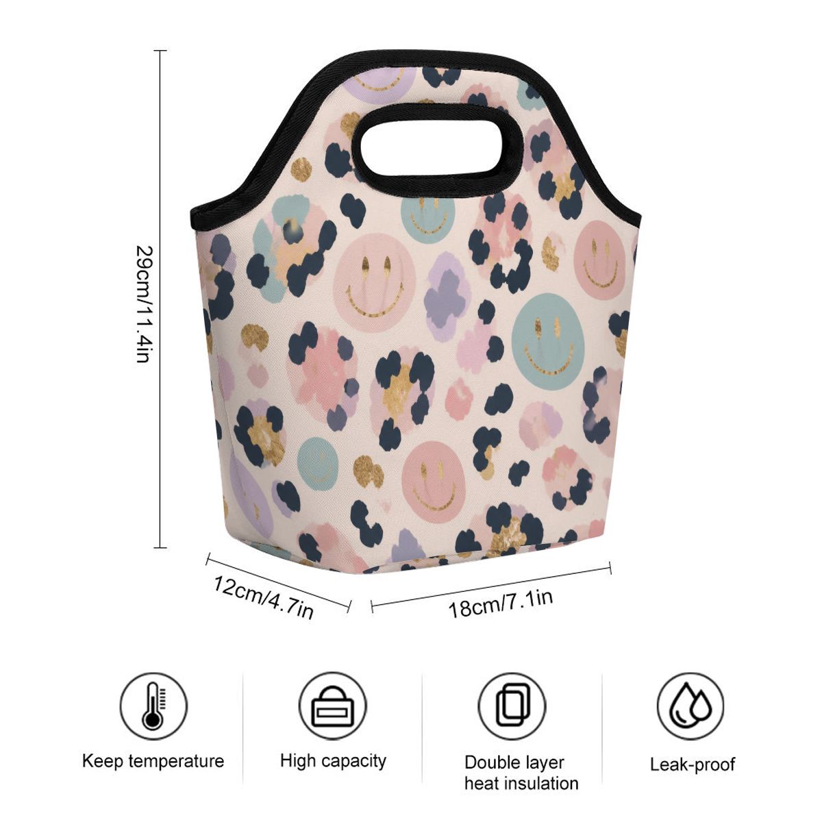 Cheetah Smiley Face Portable Lunch Bag