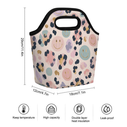 Cheetah Smiley Face Portable Lunch Bag
