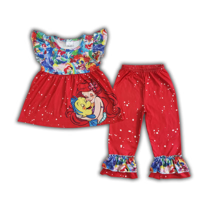 Ocean Princess Flutter Sleeve Ruffle Pants Set