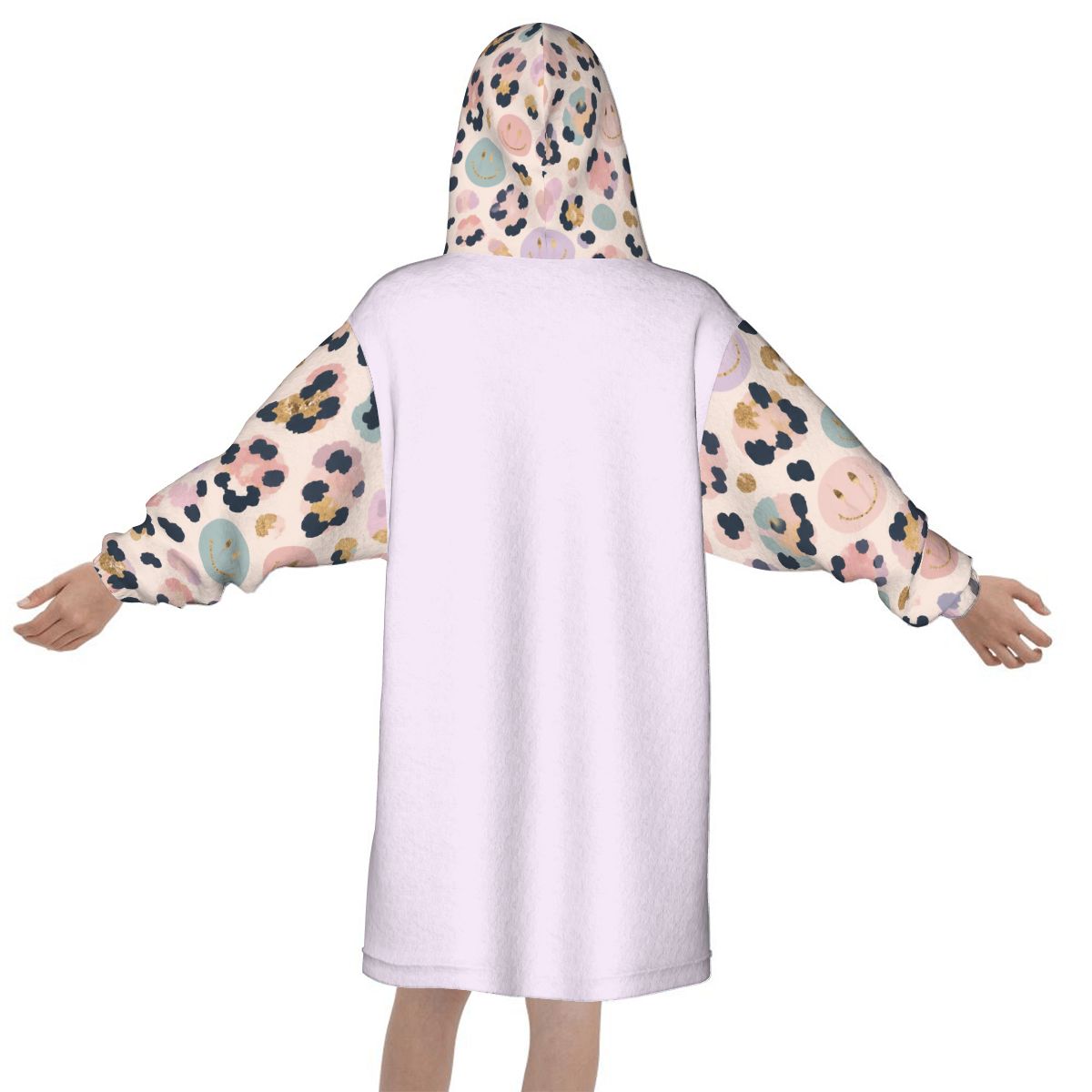 Blanket Hoodie for Kids Girly Cheetah Smiley Face Print