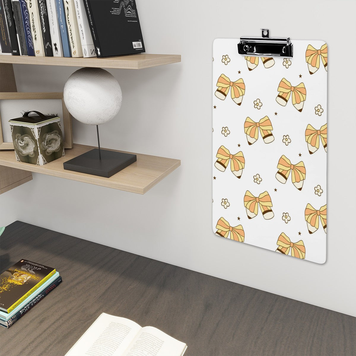 Acrylic Clipboard bow pencil