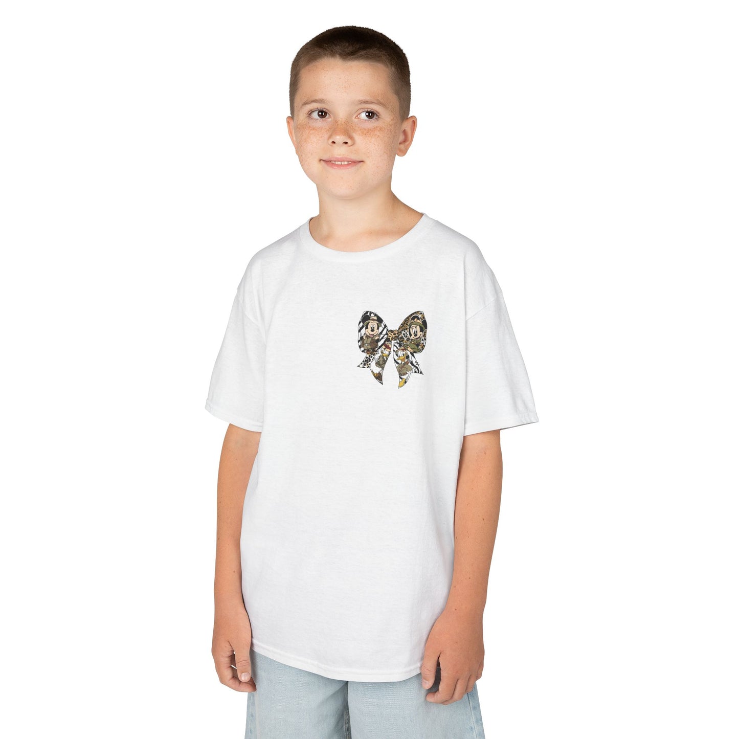 Kids T‑Shirt — Cute Bear & Bow Graphic Tee (Playful Animal Collage)