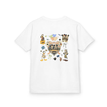 Kids T‑Shirt — Cute Bear & Bow Graphic Tee (Playful Animal Collage)