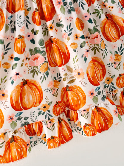 🎃🍂 Girls Fall Pumpkin Print Long Sleeve Dress | Boutique Toddler Autumn Dress