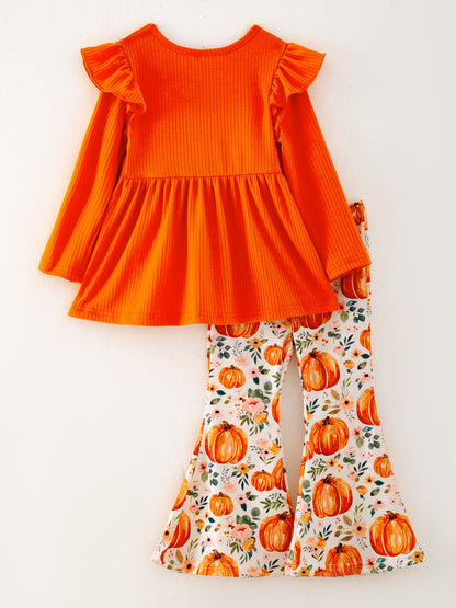 🎃🍂 Girls Fall Pumpkin Print Set | Boutique Toddler Girl Autumn Outfit