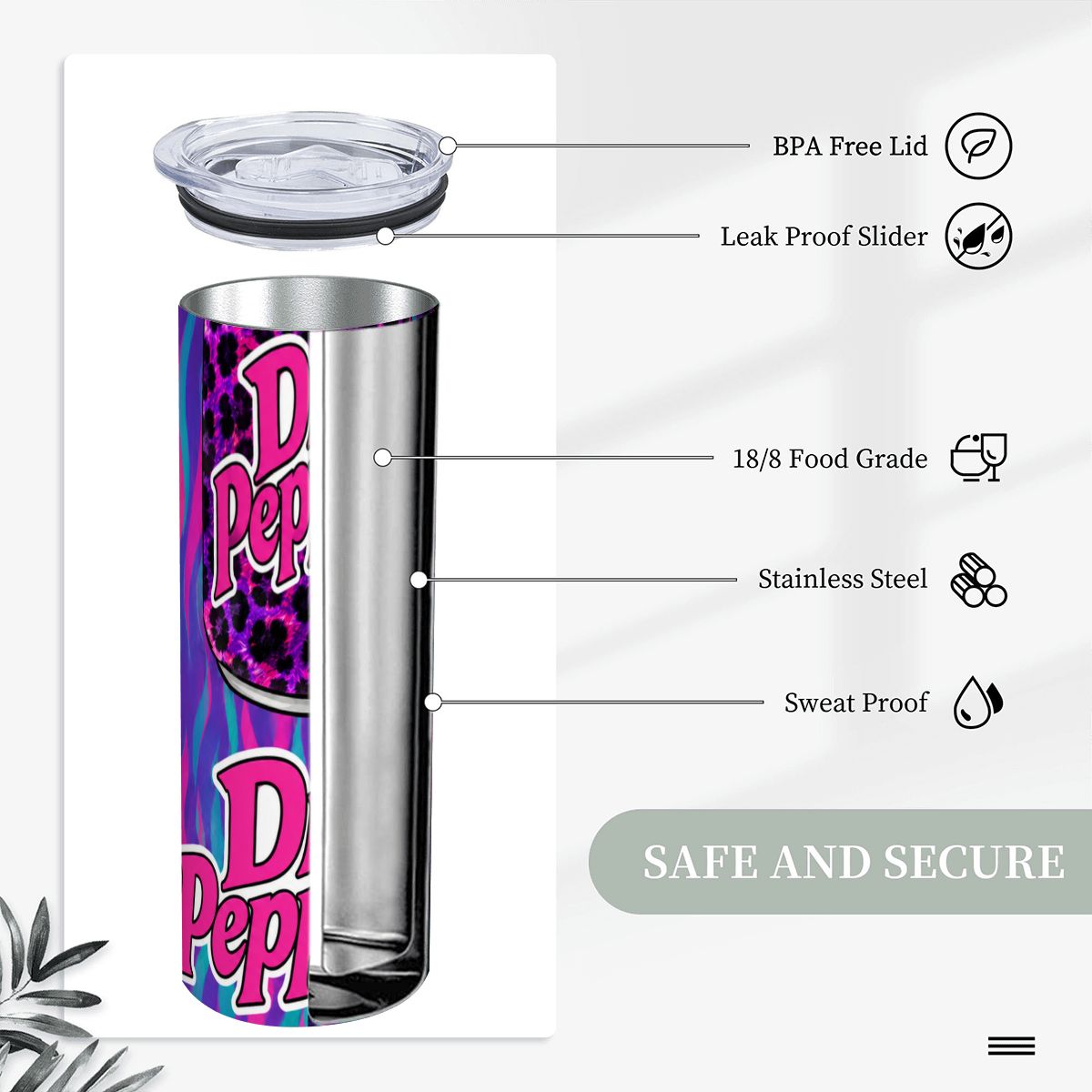 DR PEPPER 20oz Straight Stainless Steel Tumbler with Straw