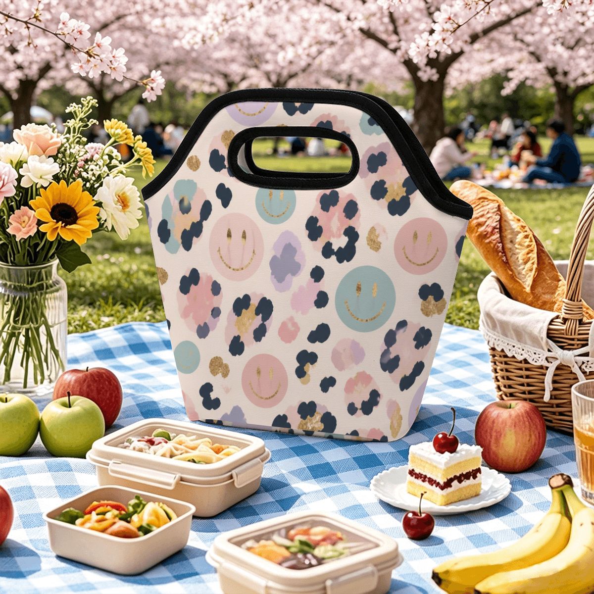 Cheetah Smiley Face Portable Lunch Bag