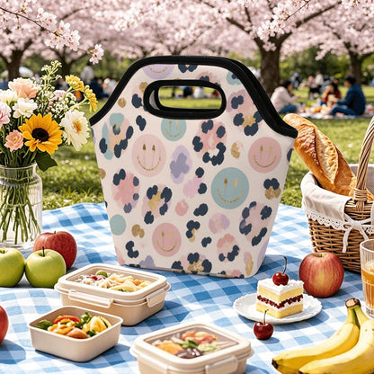 Cheetah Smiley Face Portable Lunch Bag